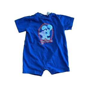Vintage Blues Clues One Piece Blue Romper Shorts Boys 12 Months 2002 Y2K